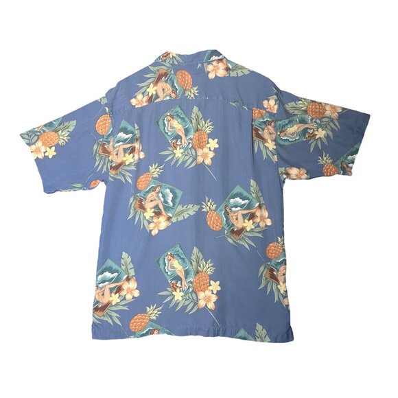 Tommy Bahama Mens Hawaiian Button-Up Shirt Size M Blue Tropical Pineapple Print - Picture 10 of 12